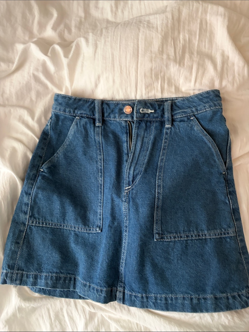 High-Rise Denim A-Line Women's Shorts in Blue